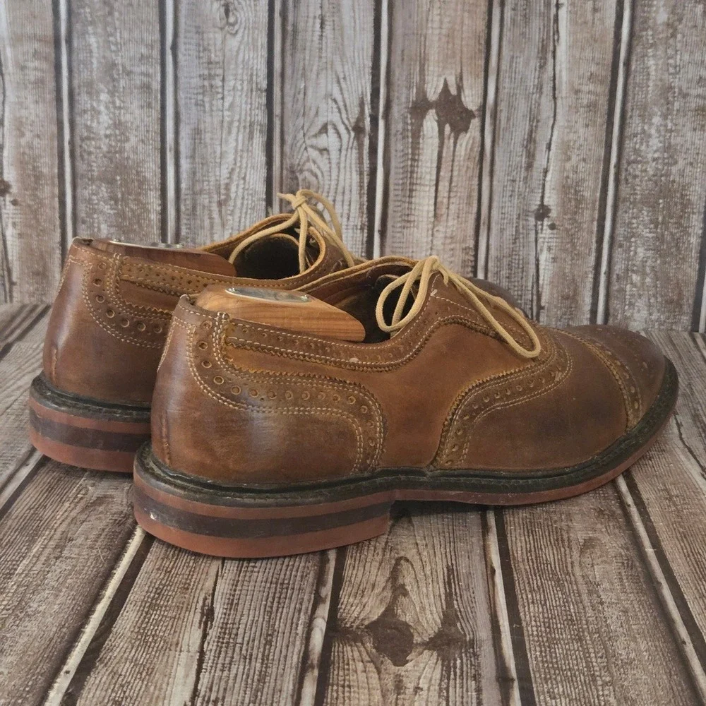 11 D Allen Edmonds Strandmok Brown Leather Dainite Soles Cap Toe Oxford Shoes - Picture 4 of 11